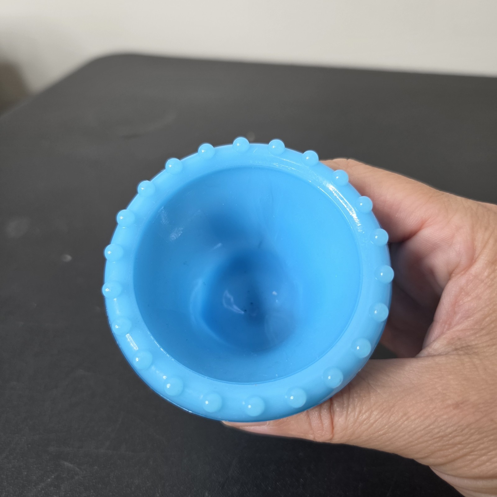 Vintage Vogue Mercantile NYC Blue Slag Milk Glass Urn Small Toothpick Holder 3″