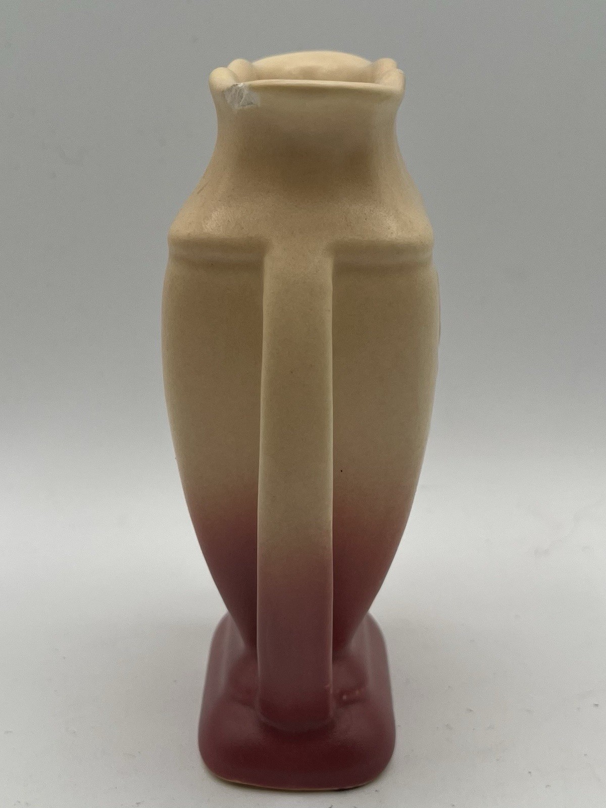 Vintage 40s Hull Pottery 405 3/4 Iris Pink And Peach Double Handle Vase AS IS