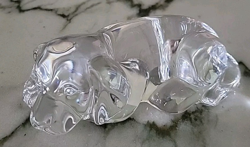 Hound Dog Puppys Frosted Glass & Translucent Paperweights Set Of 2