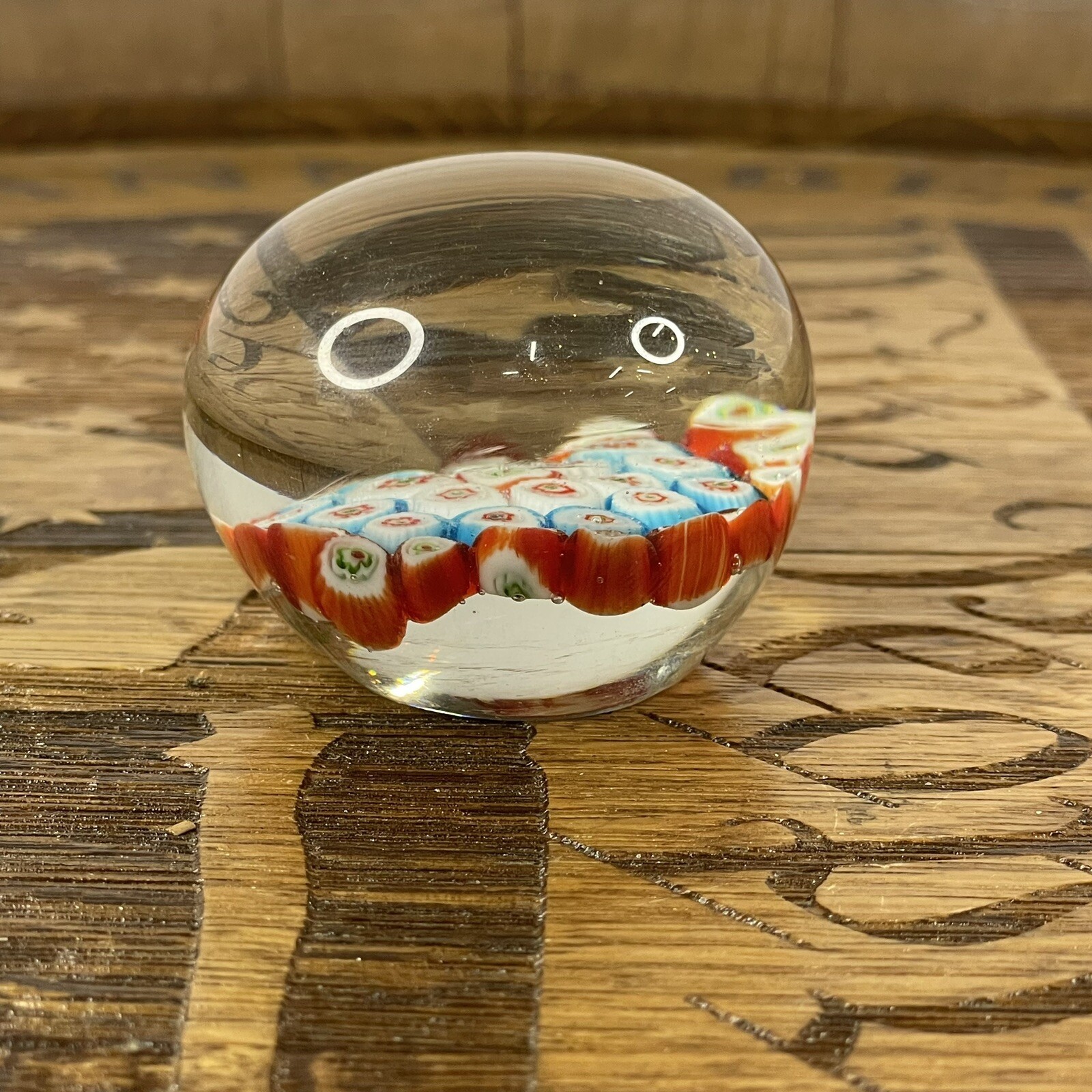 Vintage Estate Beautiful Colors Millefiori Paperweight 1.75 inches 1 3/4″ – 2″ &
