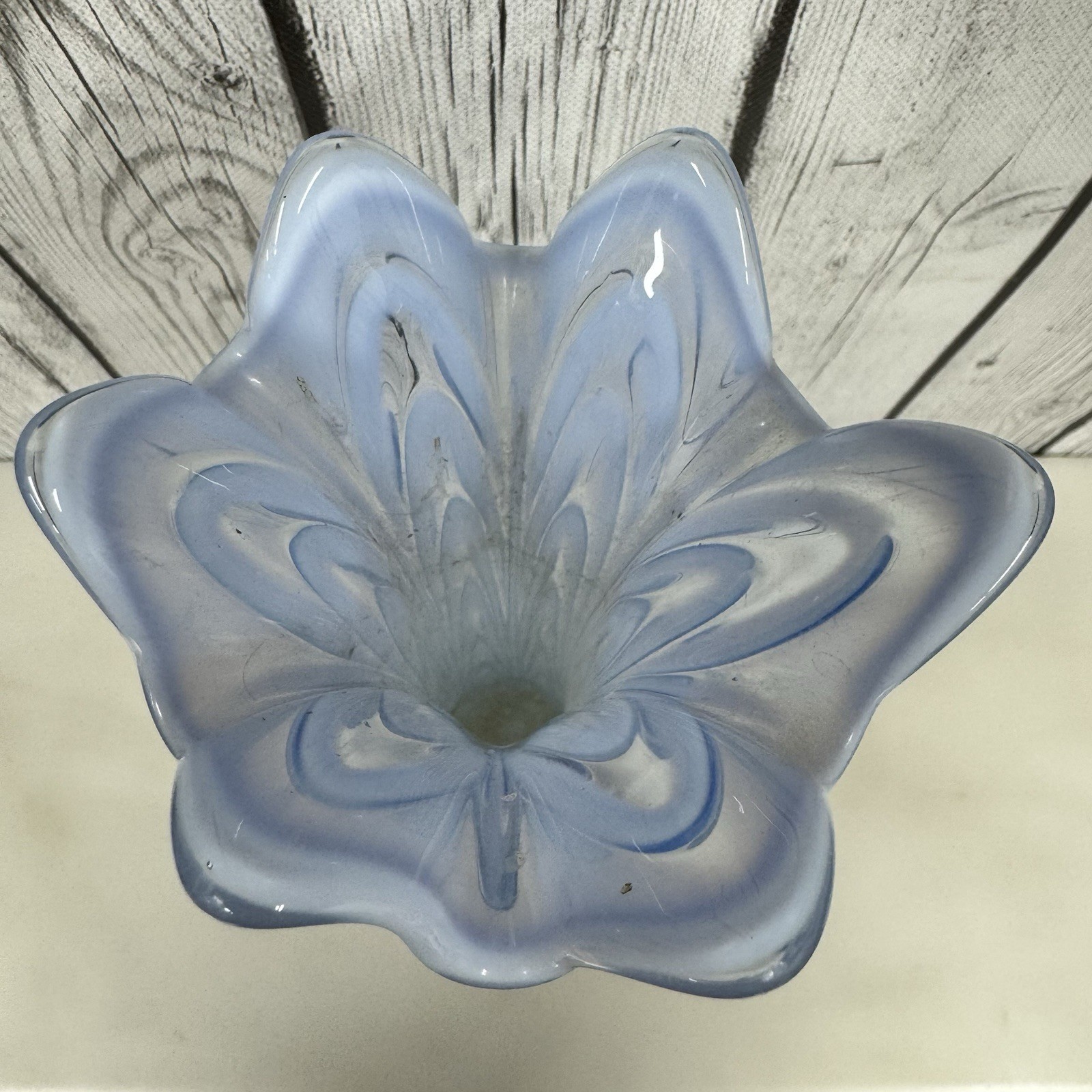 Fenton Boggy Bayou Swung Vase Light Blue Opalescent 11.5” Tall