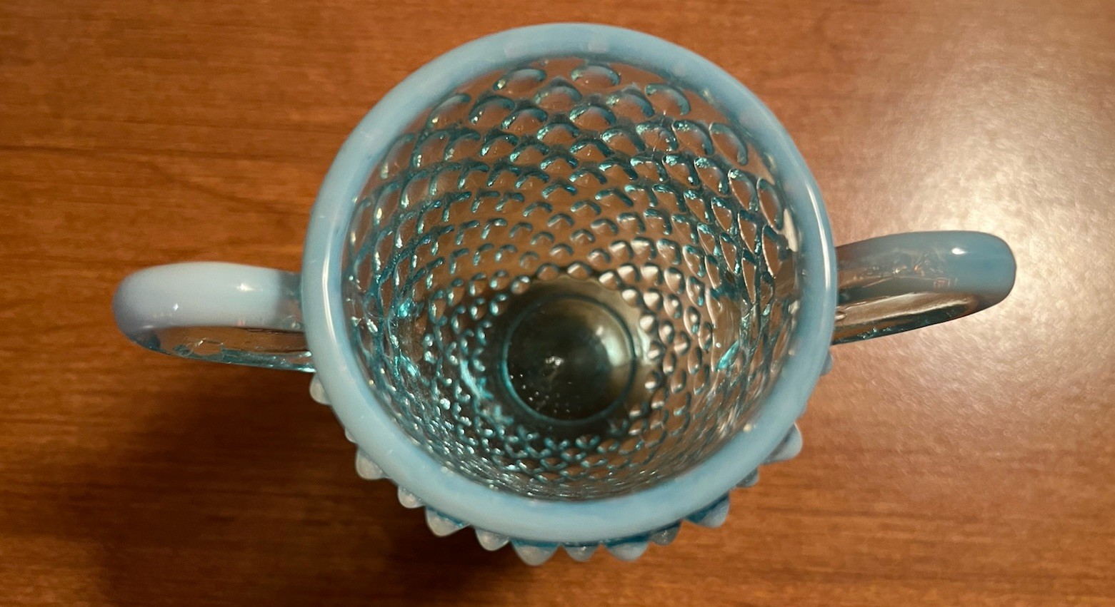 Vintage Fenton Hobnail Glass Mini Vases Blue Set Of 3. Translucent Milky Blue