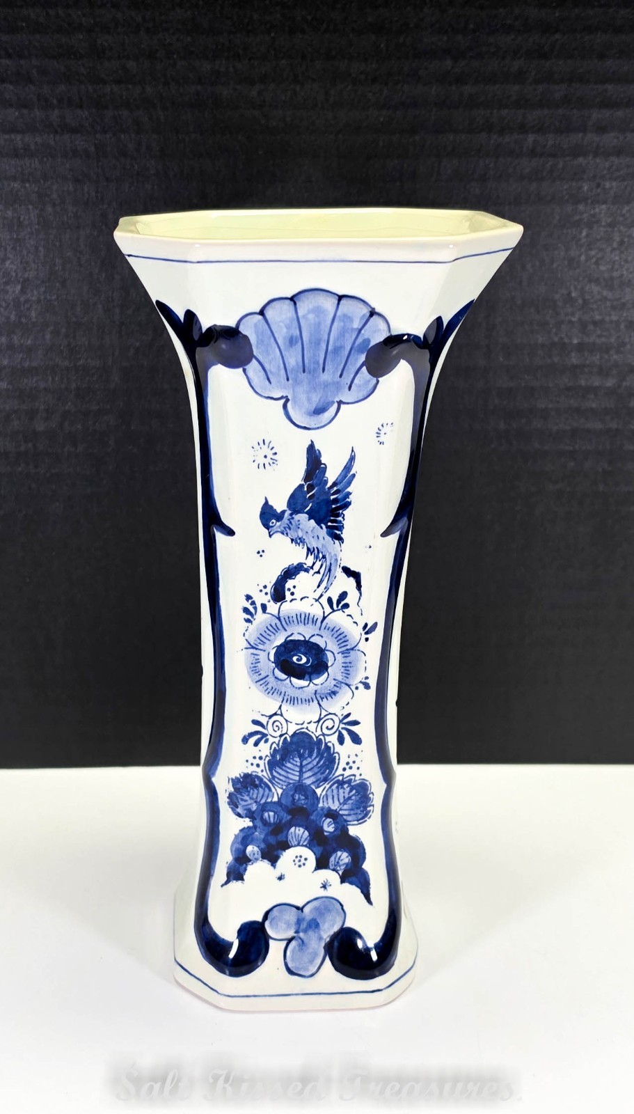Vintage Jumbo Echt Delfts Blauw Dutch Delft Blue 9″ Beaker Vase-348