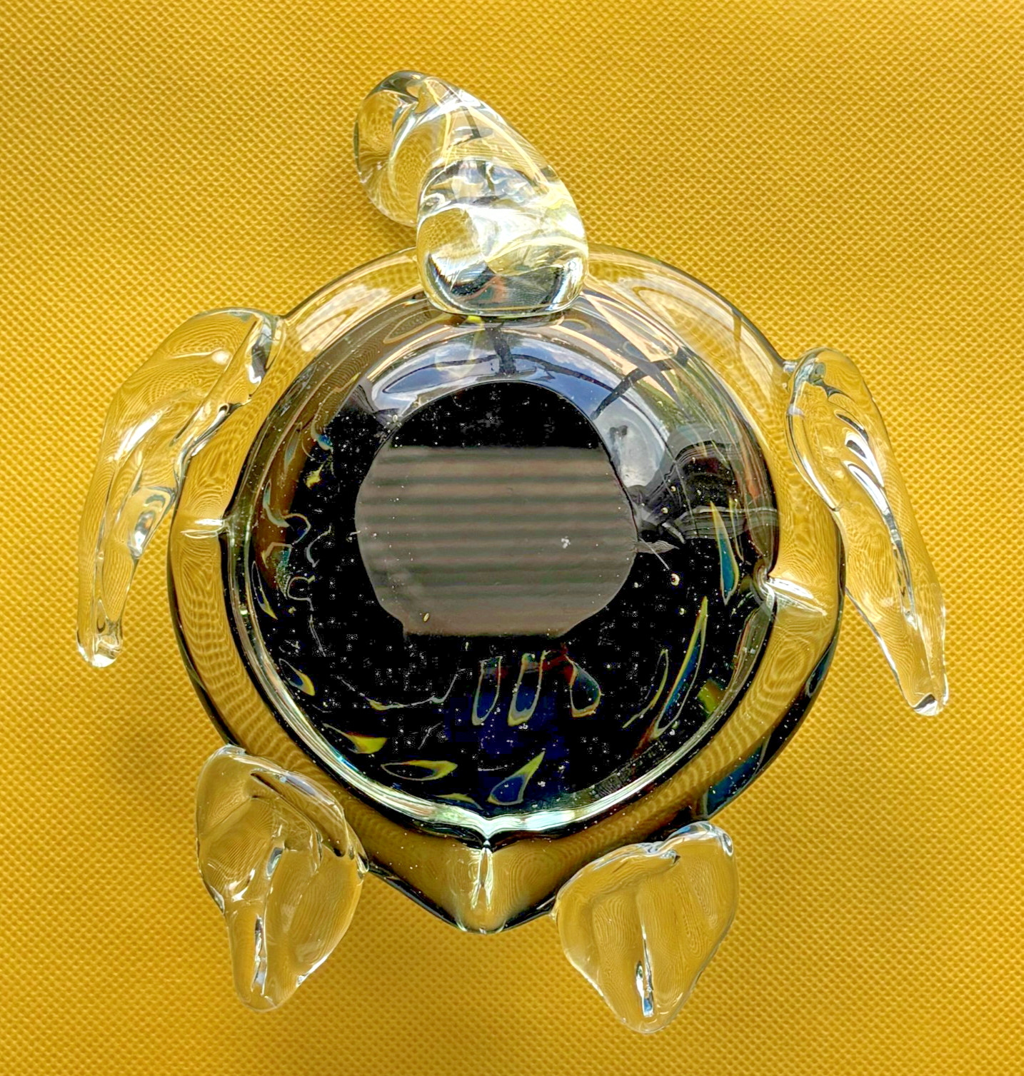 Murano Style Green, Blue & Gold Glass Sea Turtle Paperweight Figurine