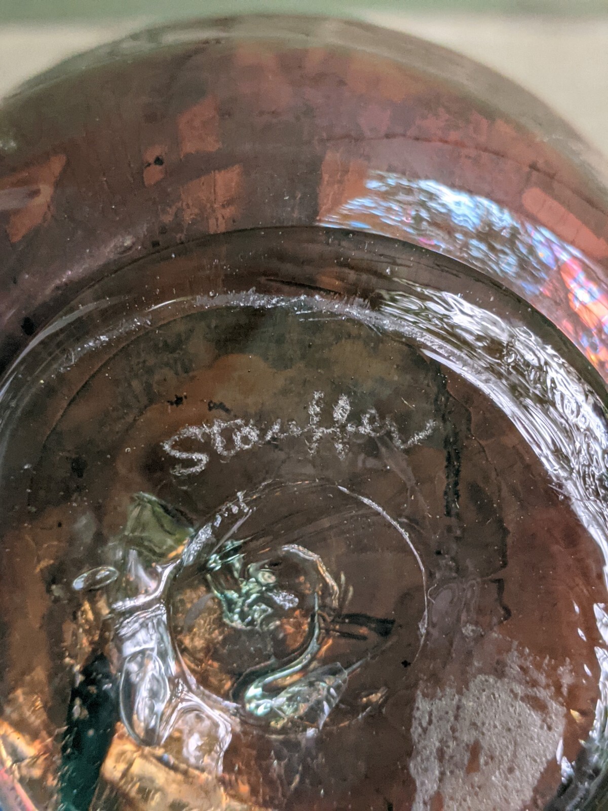 Schauffer Studio Art Glass Offhand Vase-Richard L. Stauffer-Teal Copper Silver