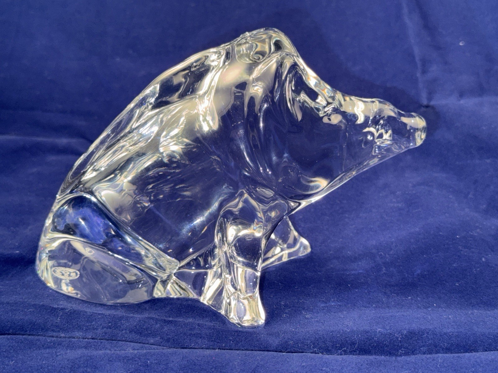 Baccarat France Crystal Glass Wild Boar Hog Pig Figurine Table Sculpture