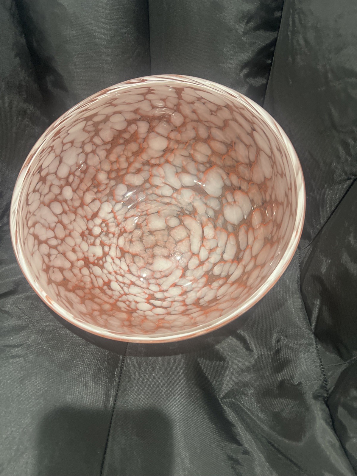 Art Déco Spatter Glas Schale, Czech Art Glass, Ø 23 cm Böhmen 1940-50 ~Vintage