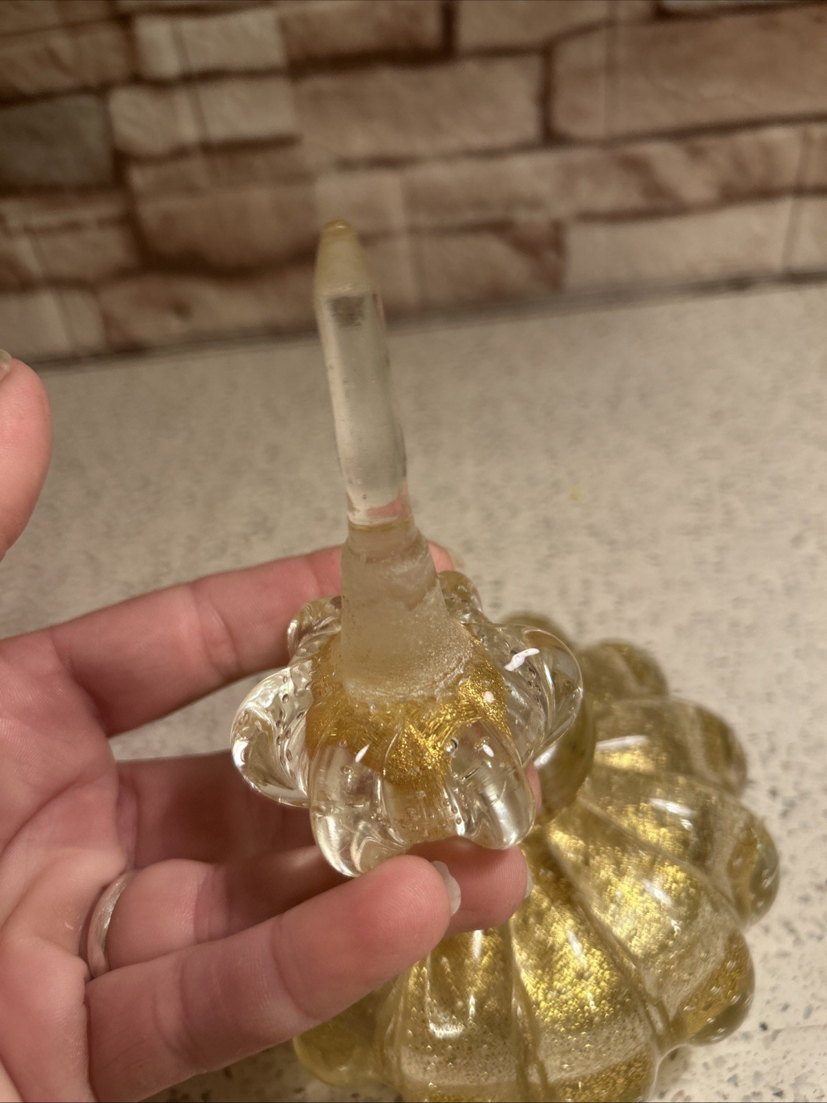 Gold Perfume Bottle with Stopper – Venetian Glass – Made in Murano Italy