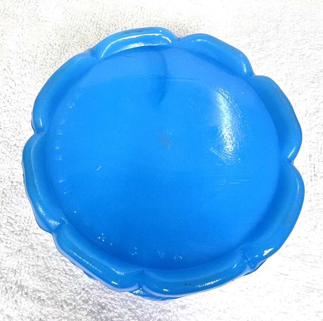 Blue Opaline Milk Glass Scotty Dog Terrier Round Jar Box No Lid 3 3/4 x 2 3/8″