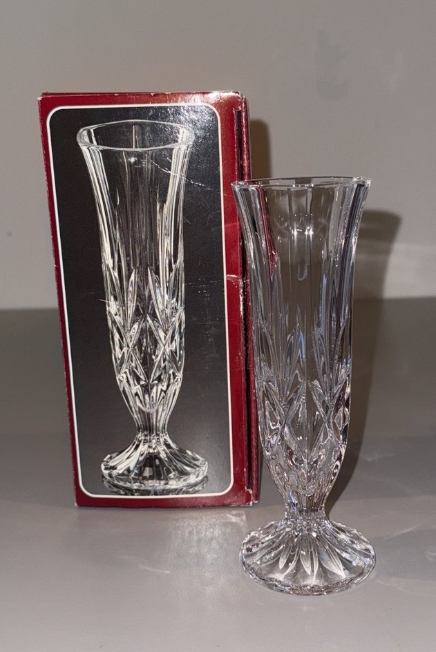 Lot of 3 RCR ROYAL CRYSTAL ROCK Lead CYRSTAL VASE Clear Cut Glass Linea G BOXED