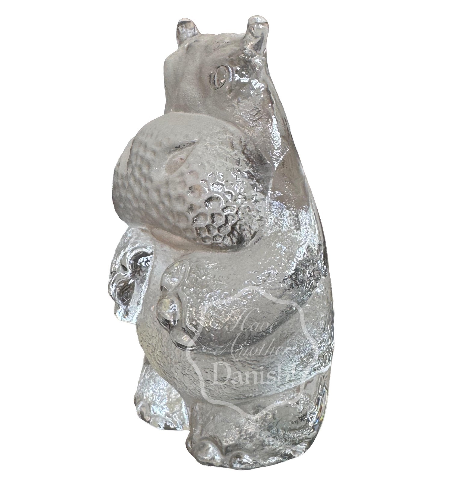 Sweden Glass Hippo Zoo Paperweight ROYAL KRONA Crystal Swedish 5”H Textured