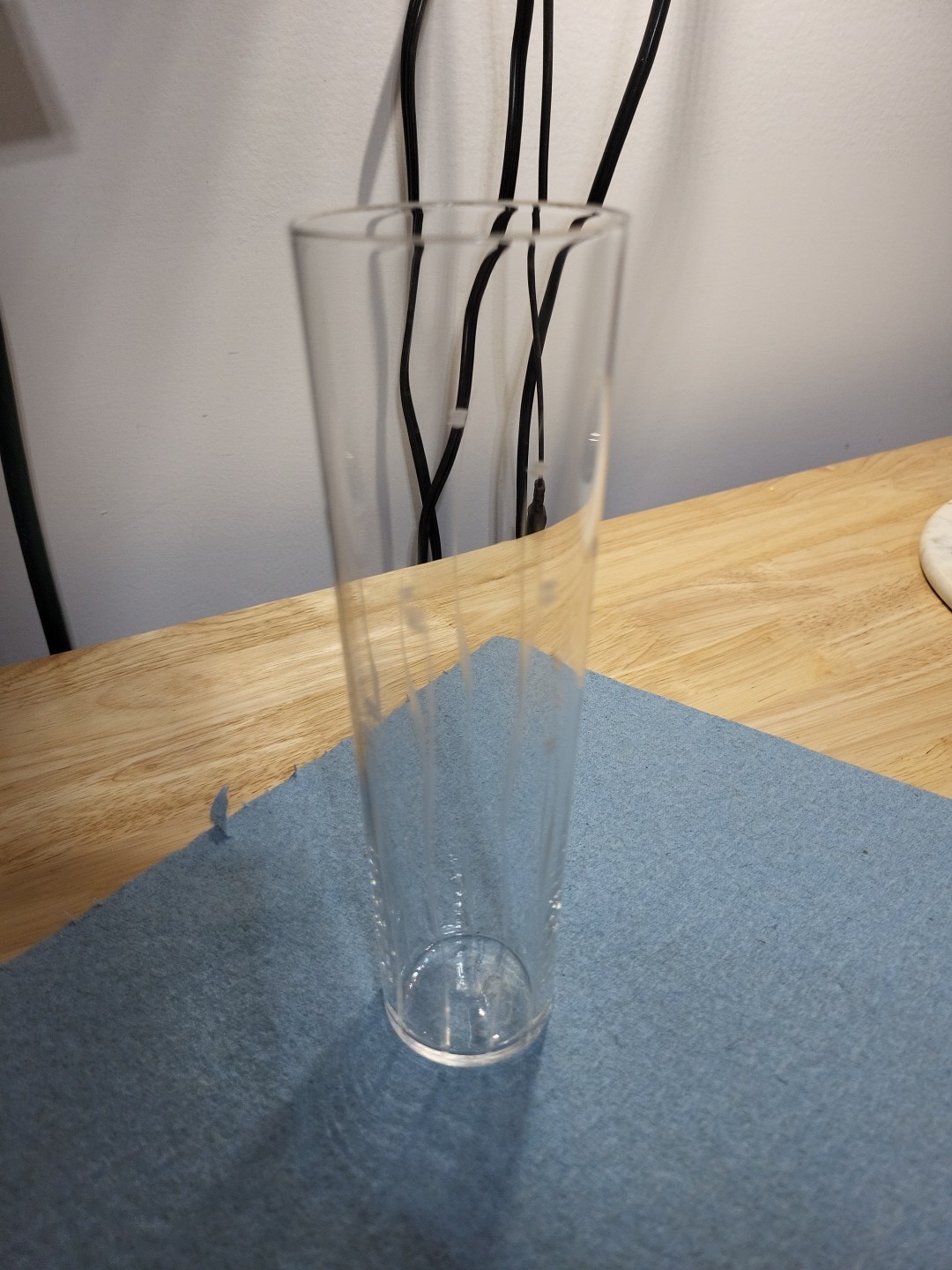 Vintage Crystal Clear Glass Bud Vase Acid Etched Flowers V16