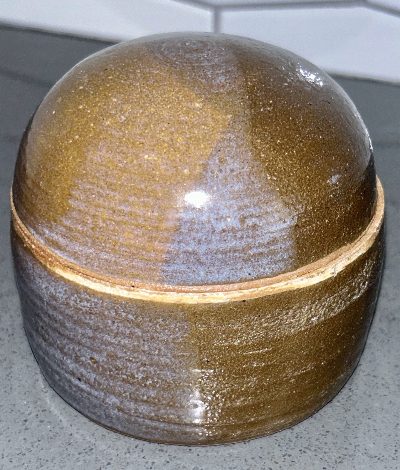 Studio Art Pottery Domed Canister Jar Container with Lid 4″ Artisan Signed Box