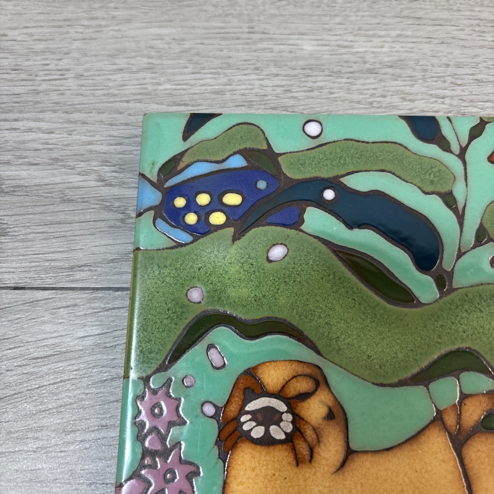 Vintage Hand Painted Water Ocean Wall Hanging Trivet Hot Pad