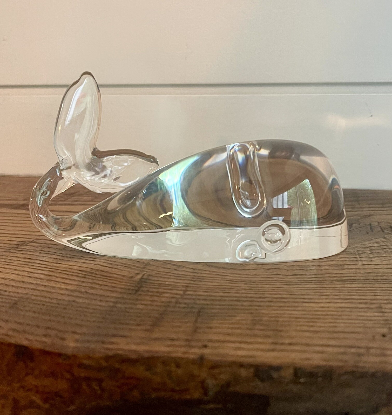STEUBEN-Lloyd Atkins for Steuben MCM Sperm Whale Paperweight-C. 1956-Signed