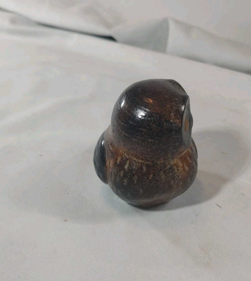 Stoneware Pottery Owl Figurine Vintage Japan Pottery