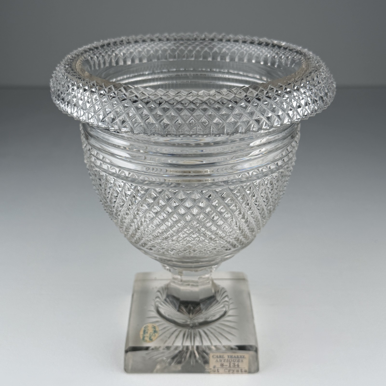 Antique Anglo-Irish Cut Crystal Covered Urn Jar 19th Extra Sharp Cut 11.5”