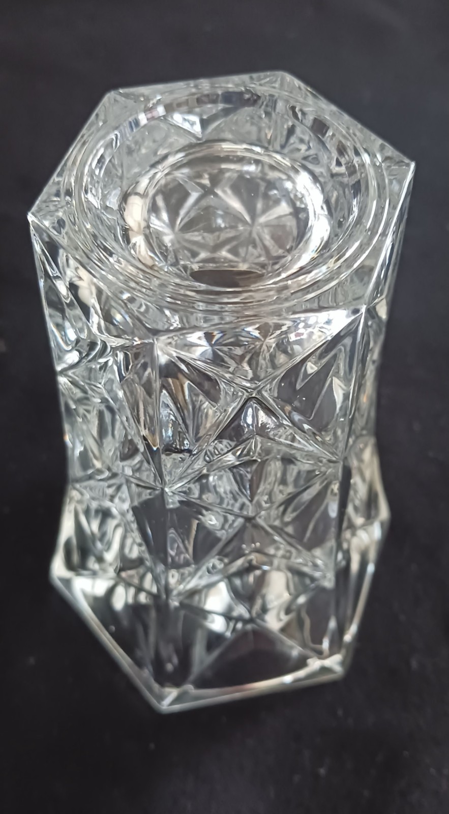 Cristal D’Arques-Durand Sully VASE 5″ France Hexagonal Crystal Flower Vintage