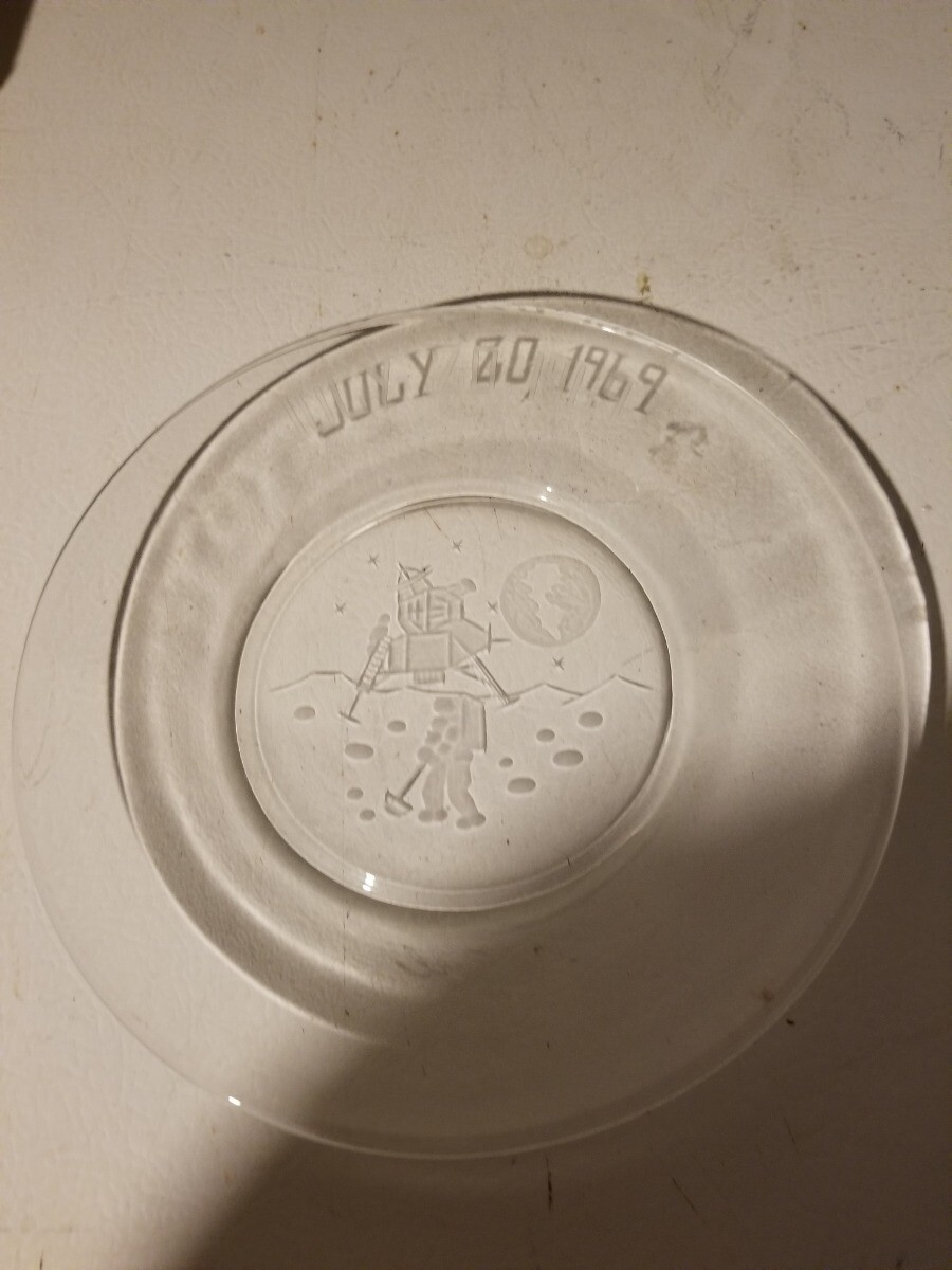 Vintage Glass Collector’s Plate July 20 1969 Apollo Moon Landing by A CARL #332