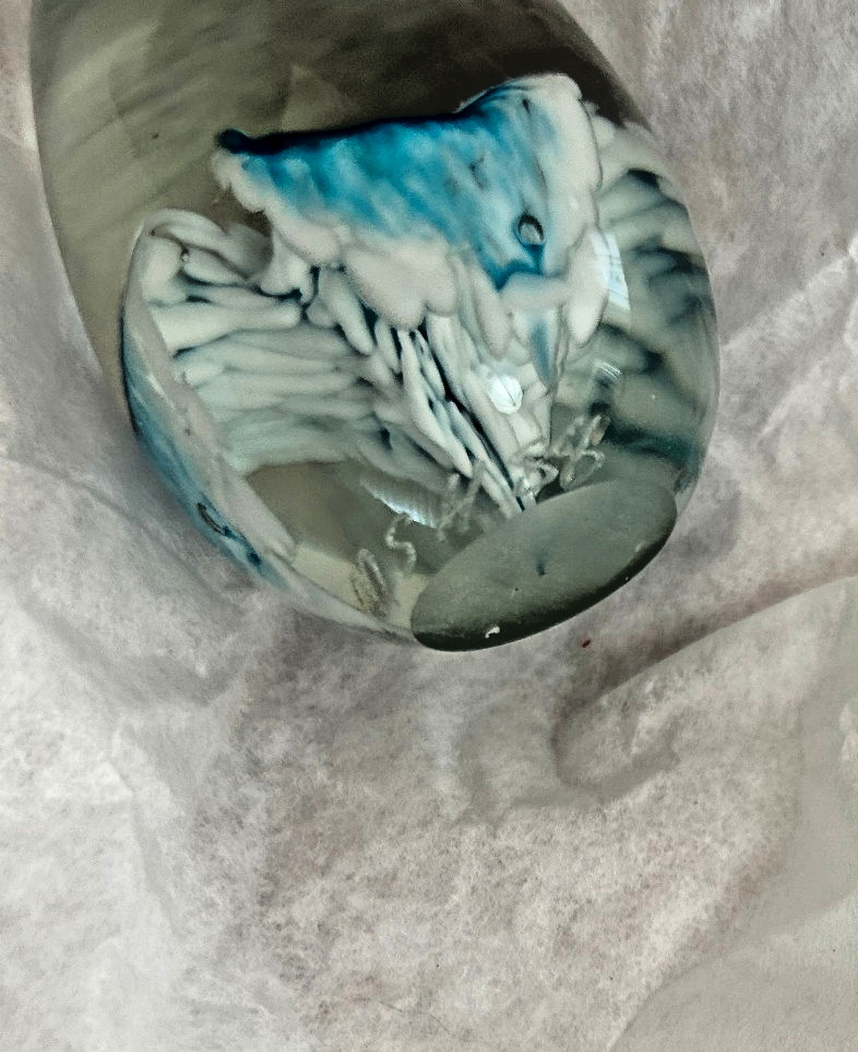 Glass Easter Egg Paperweight, Hand Blown, Signed MSH 88