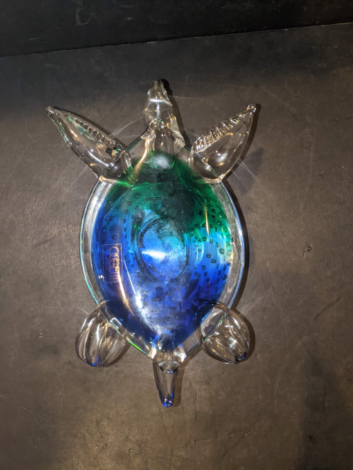 Oggetti Murano Turtle Tortoise blown glass paperweight figurine approx 4″H × 8″W