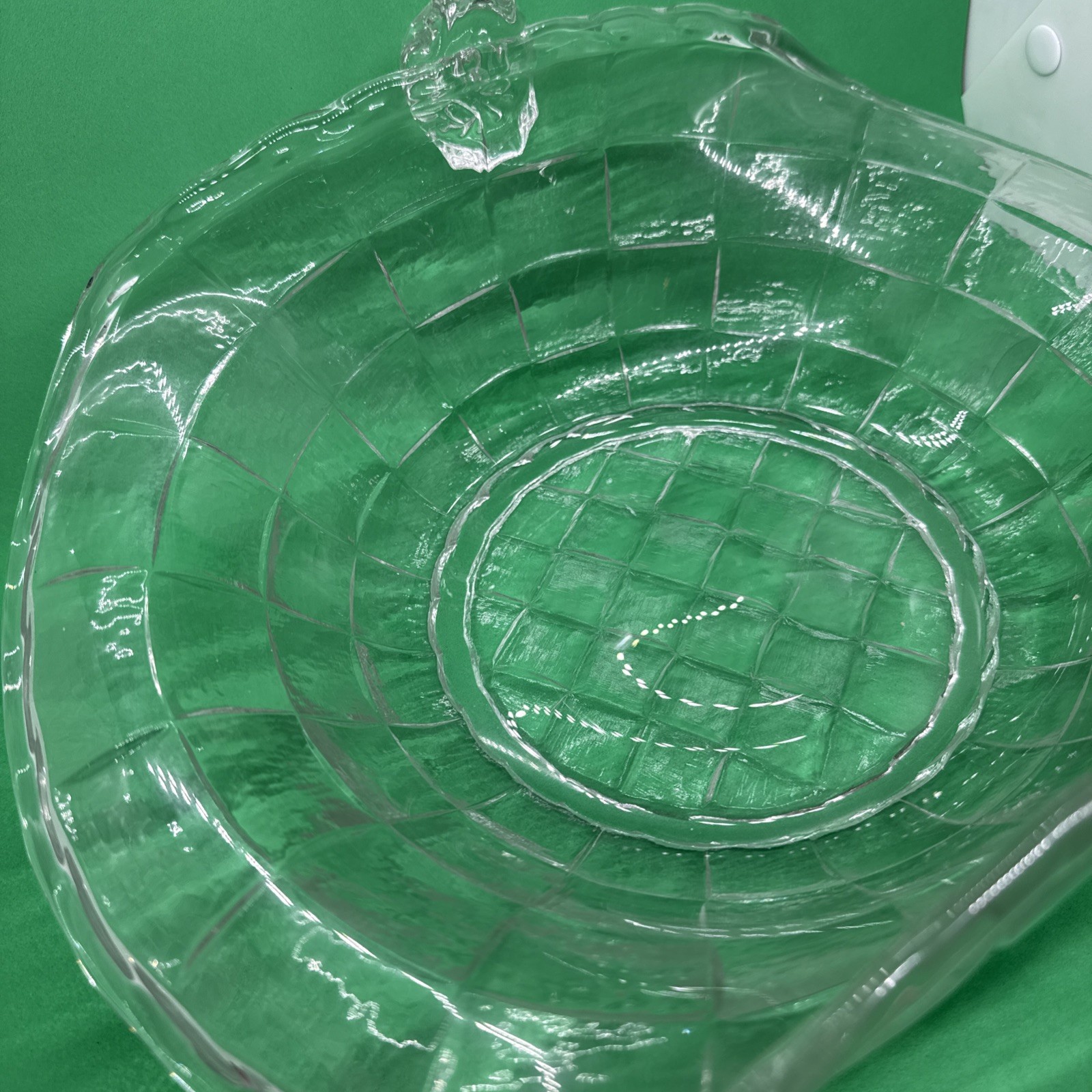 Vtg Clear Glass Fruit Display Basket Patchwork Heavy Large Decor Home Decor