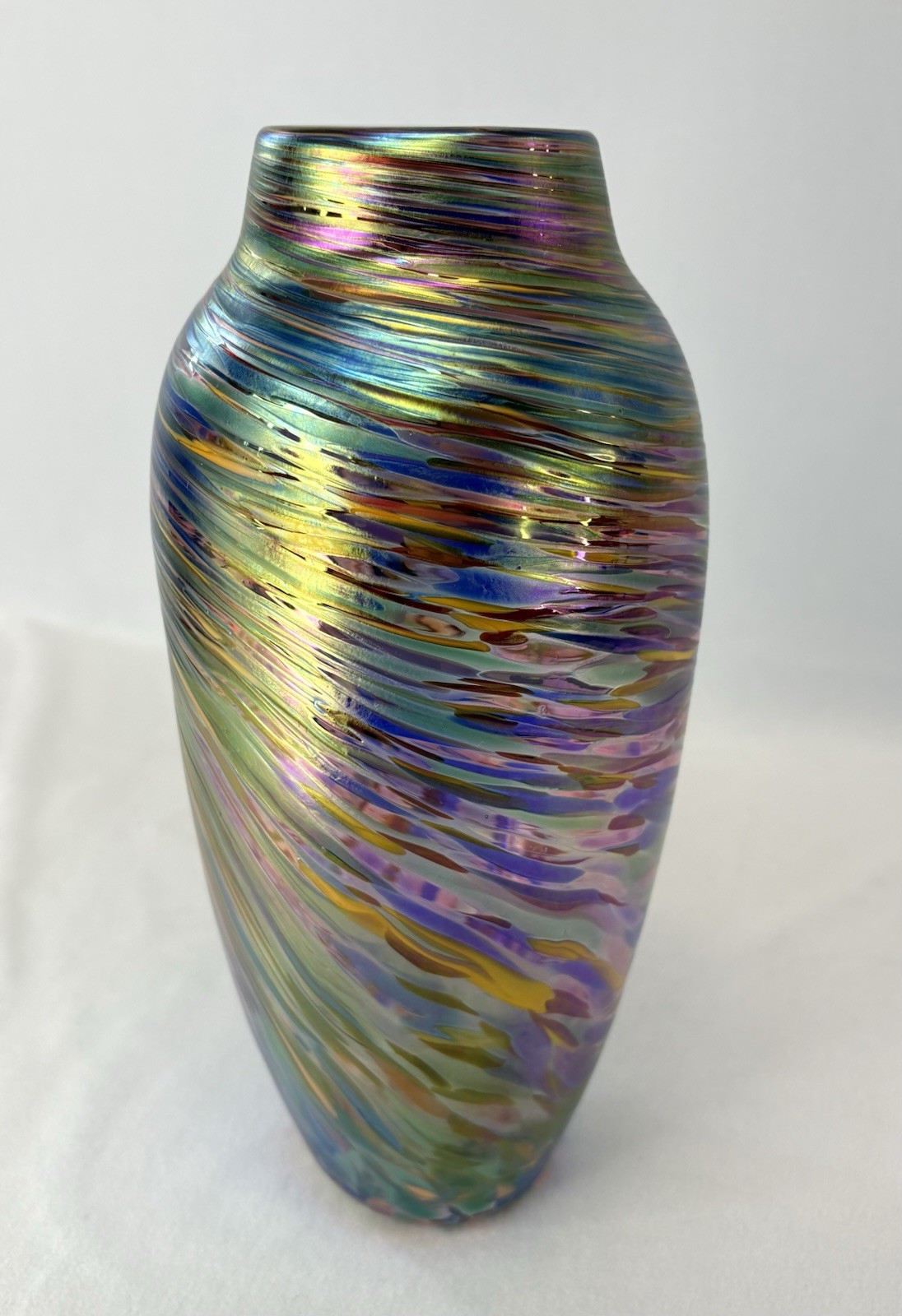 Rosetree New Orleans Iridescent Hand Blown Art Glass Vase Signed (undated)