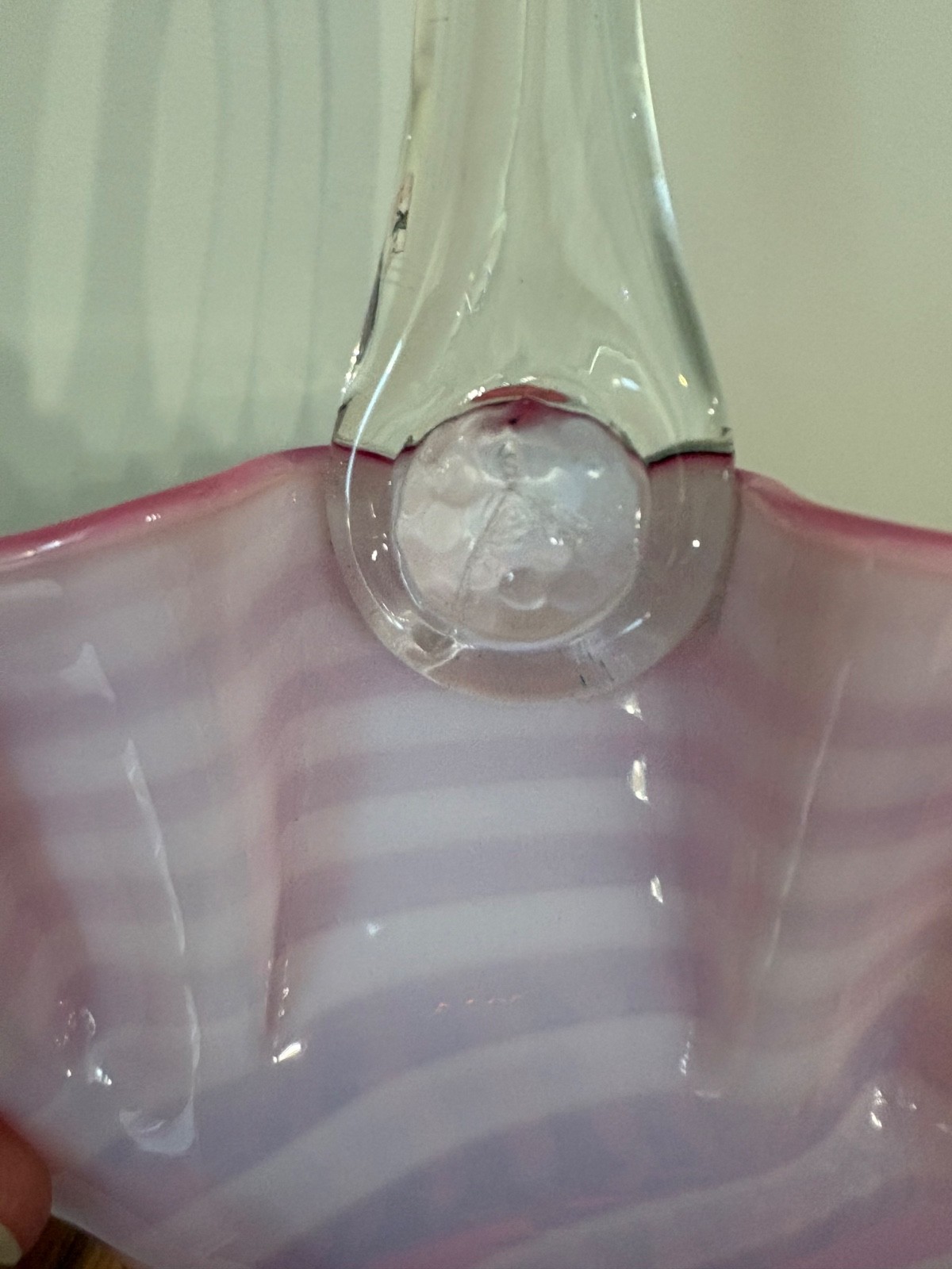 Fenton Cranberry Opalescent Swirl Pattern Basket