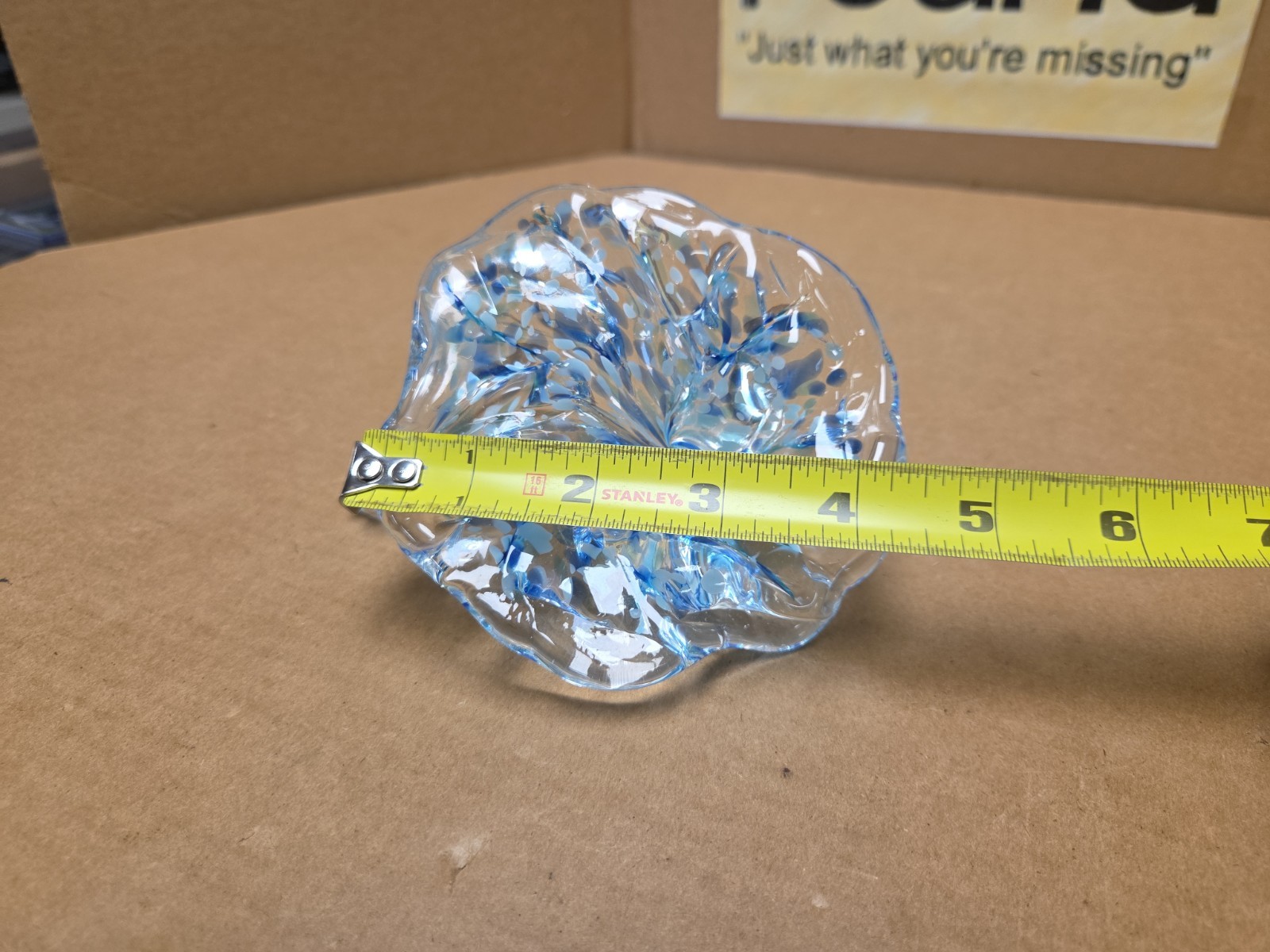 Blown Art Glass Flower with Twisted Stem Blue White Immaculate Nice *SEE PICS