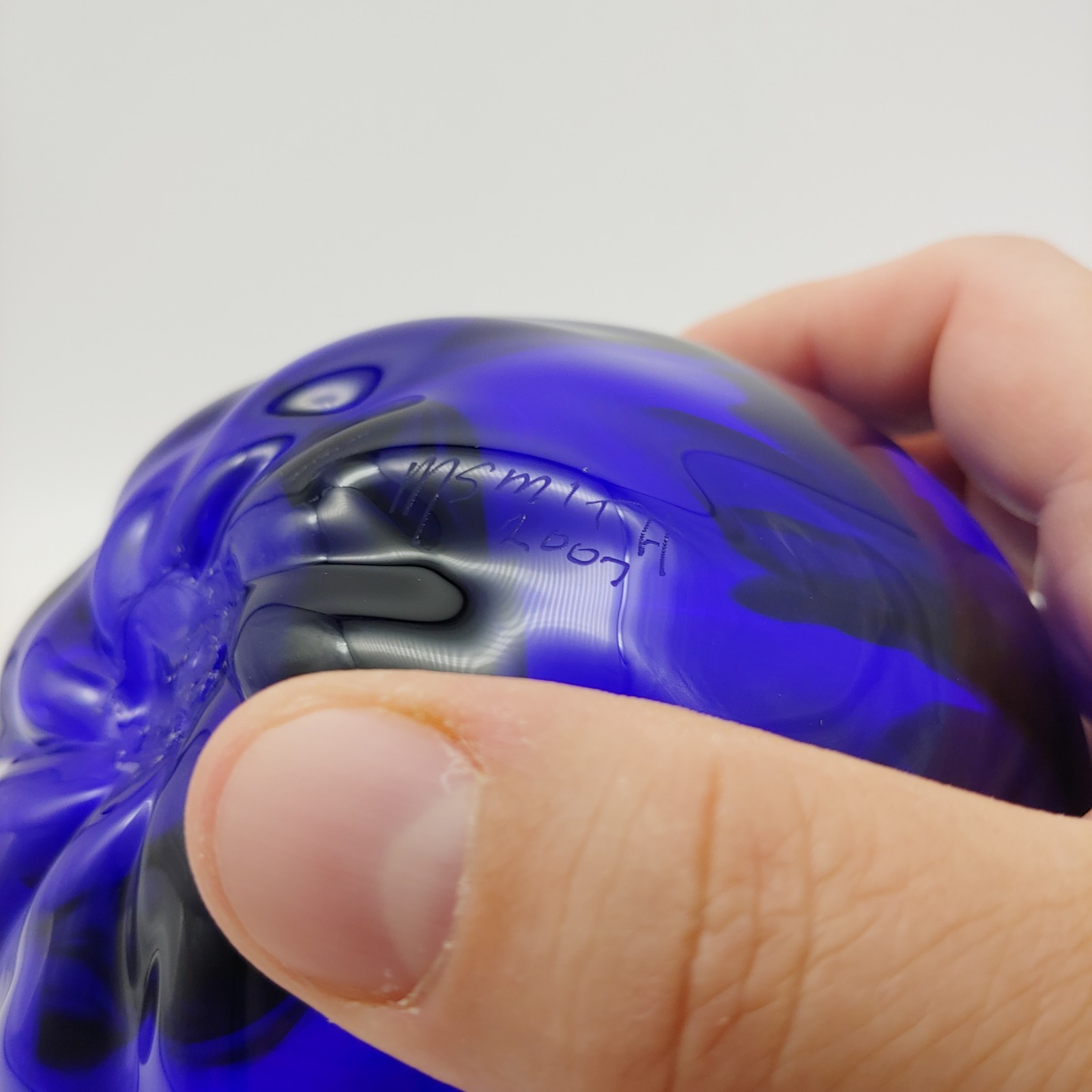 Alder House Hand Blown Art Glass Vase – 4″ Cobalt Blue Orb Ball Lincoln City OR