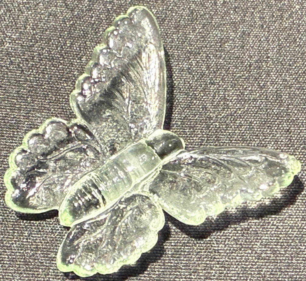 Green Vaseline glass butterfly insect monarch glow moth animal uranium selenium