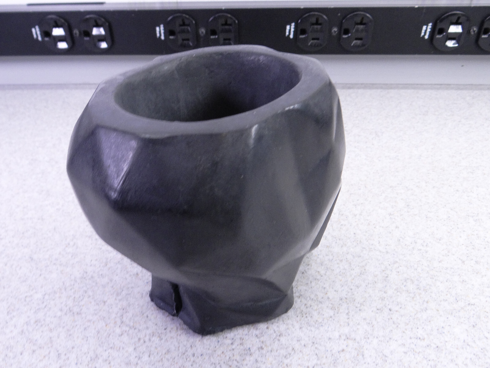 Modern Contemporary Face Planter/Vase Cubist Style Geometric Head Black Small