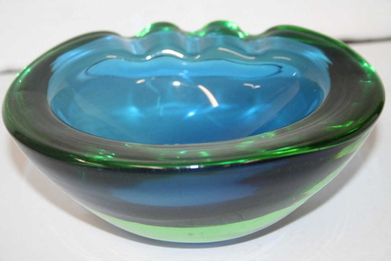 Mid-20th-century 7″ Murano Archimede Seguso art glass heavy geode bowl ashtray
