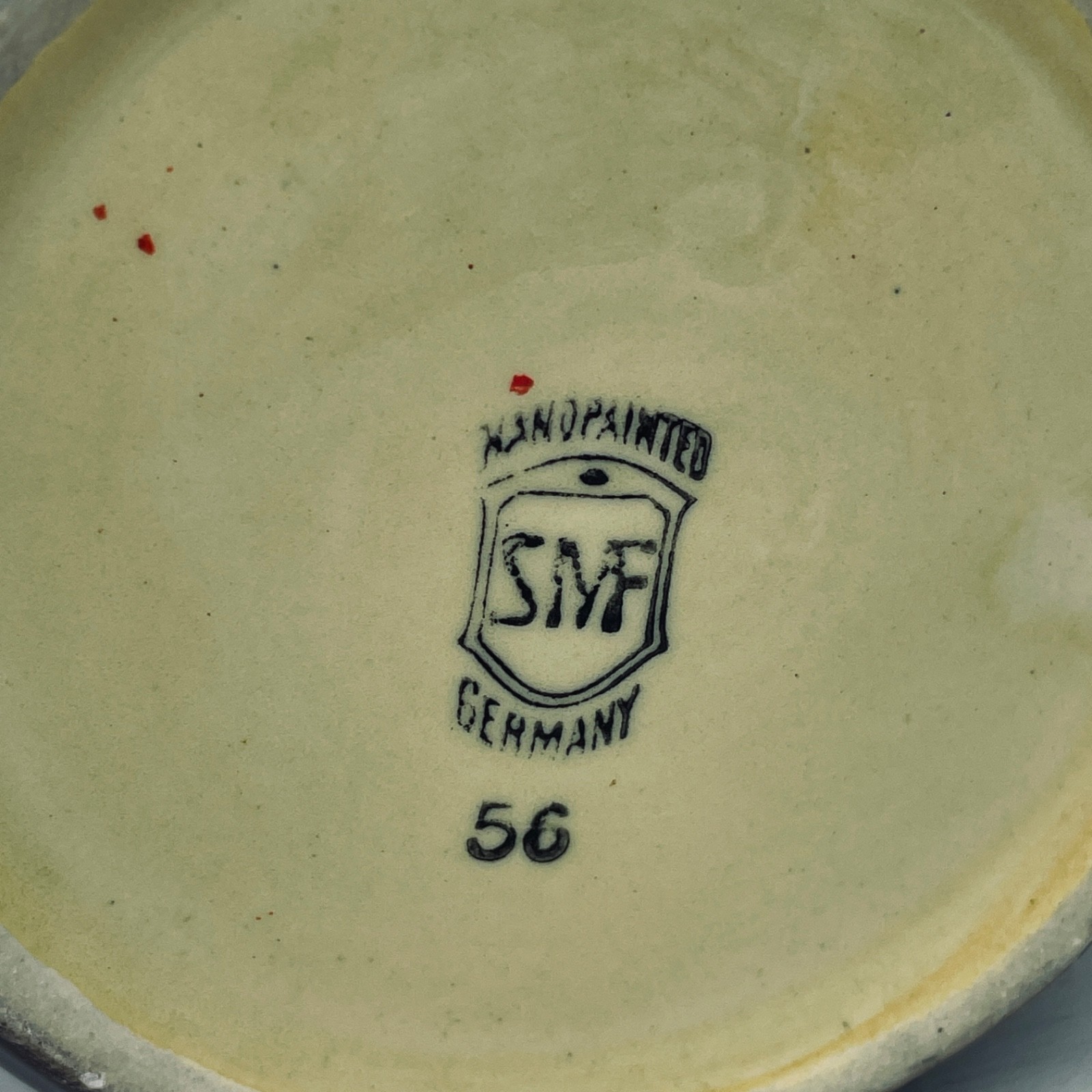 Vintage Hand Painted SMF GERMANY Schramberg Majolika Black Gold Pottery Vase