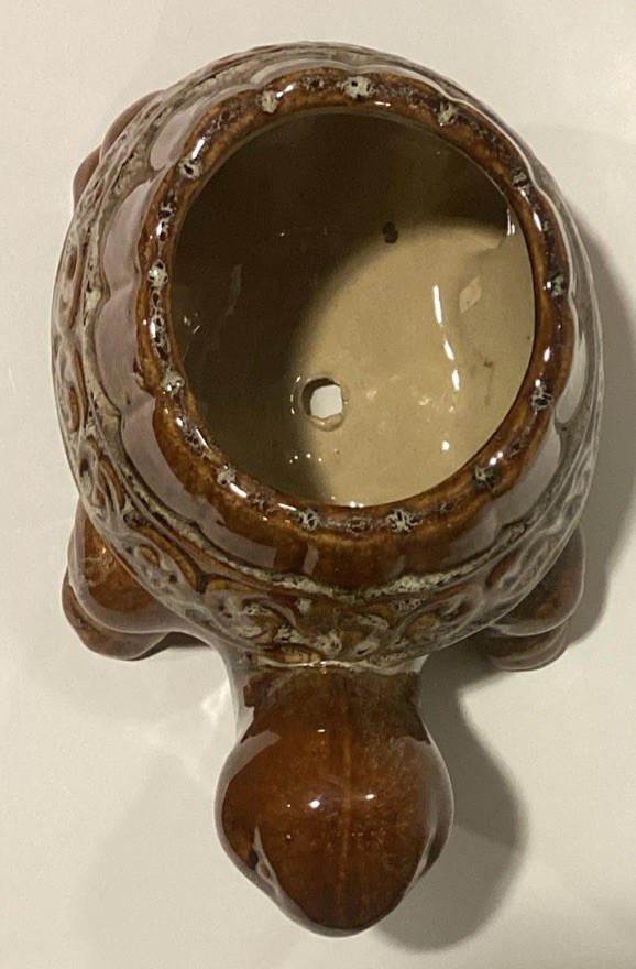 Vintage MCM Large McCoy Pottery Turtle Planter Textured Shell EUC