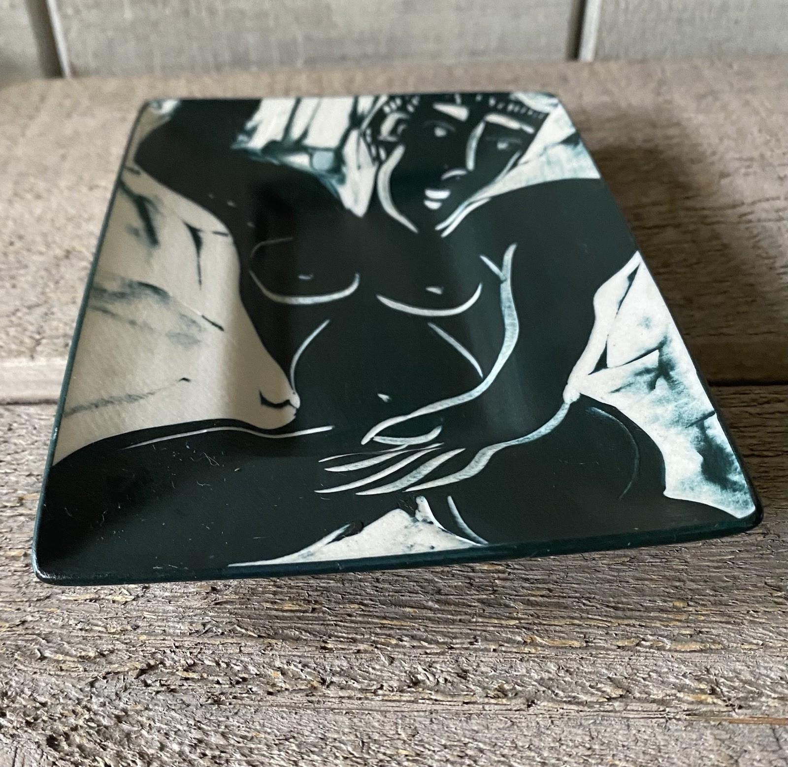 Victoria Crowell Signed Pottery Trinket Dish or Wall Art 4” X 6”