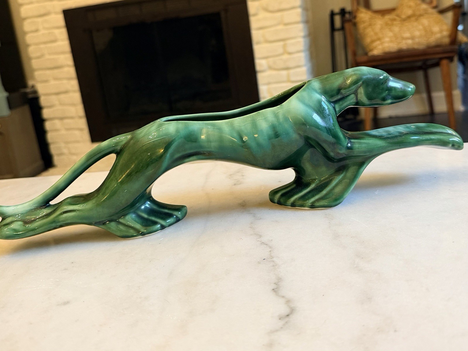 Royal Heager Green Gloss Ceramic Greyhound Dog Planter