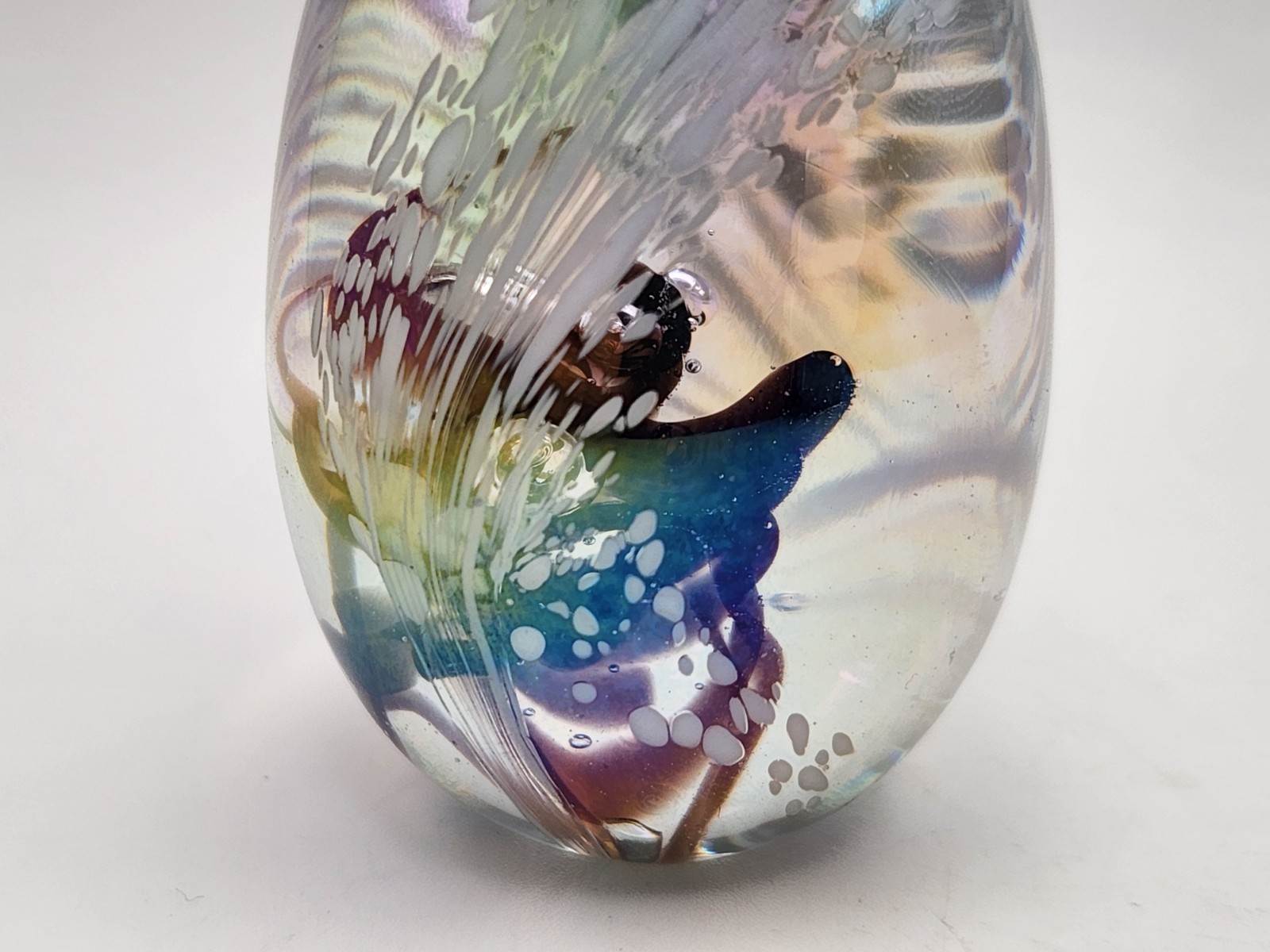 Vintage 1983 GES Glass Eye Studio MSH Mount St Helen Ash 2.5″ Egg Paperweight