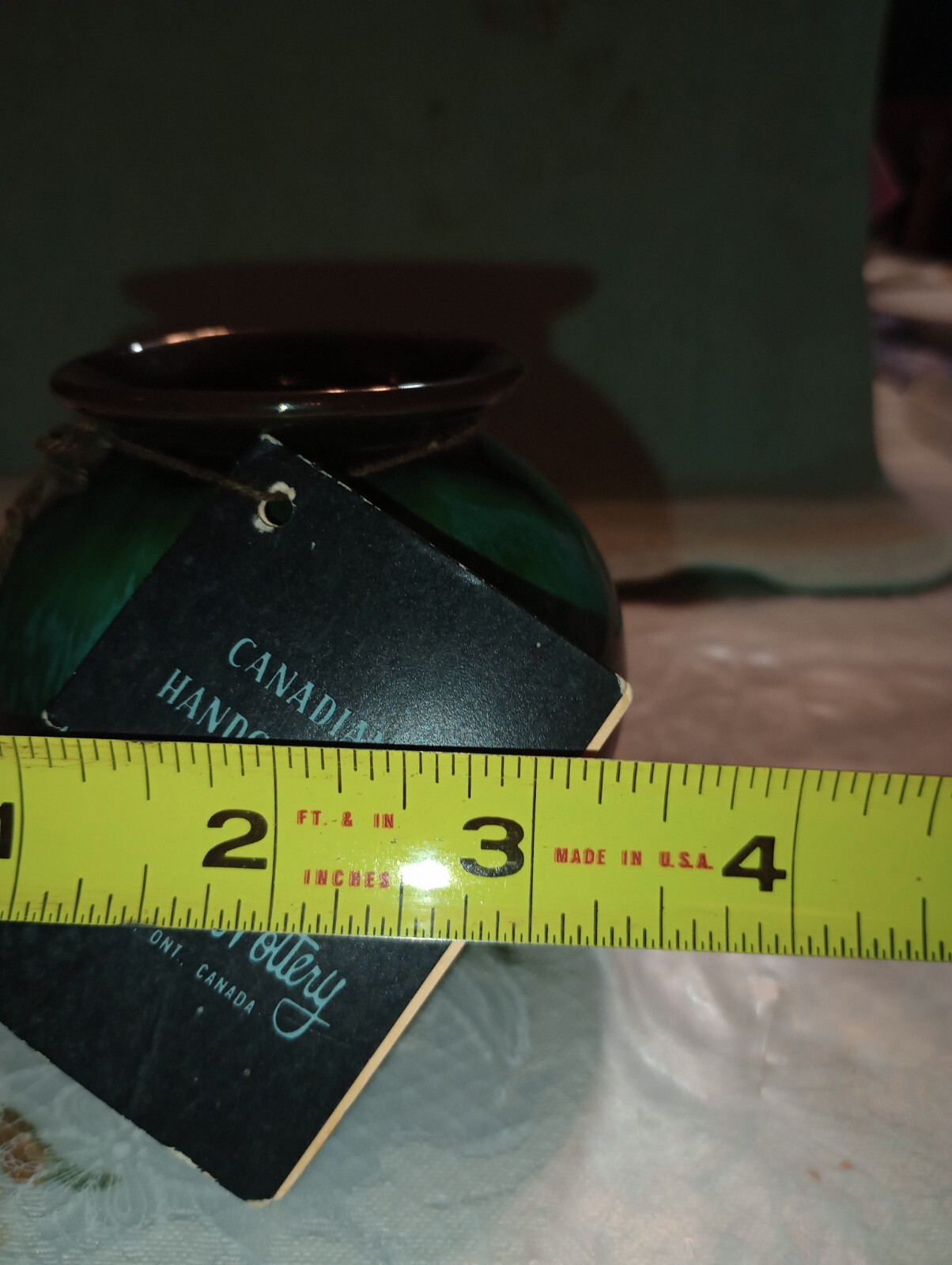 Vintage BLUE MOUNTAIN Pottery Blue Green Teal Drip Glaze Vase 3″ Ontario, Canada