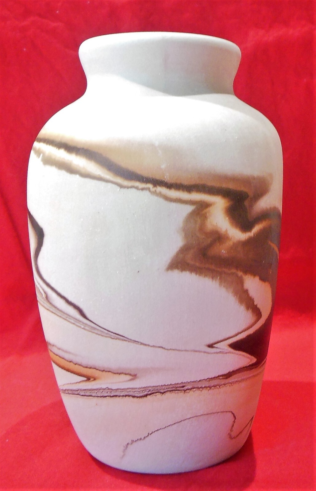 Nemadji Art Pottery Vase Flat & Rounded Sides 6 1/2 Inches Tall