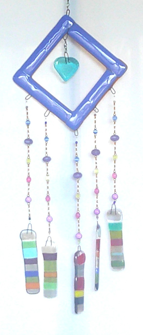 fused stained glass wind chime hand made crafted