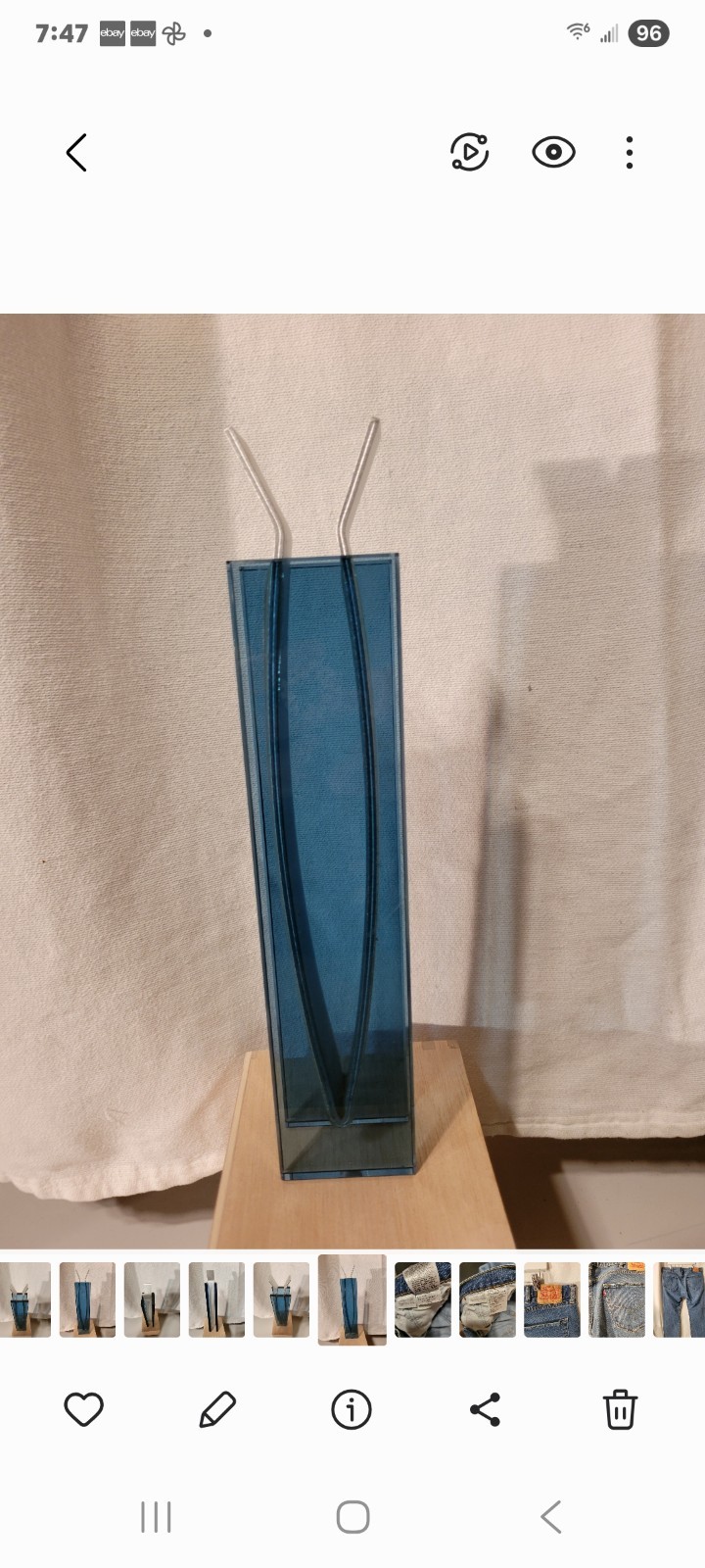 Ribbon Vase – MOMA Peter Hewitt RARE Blue Glass & Anodized Aluminum Contemporary