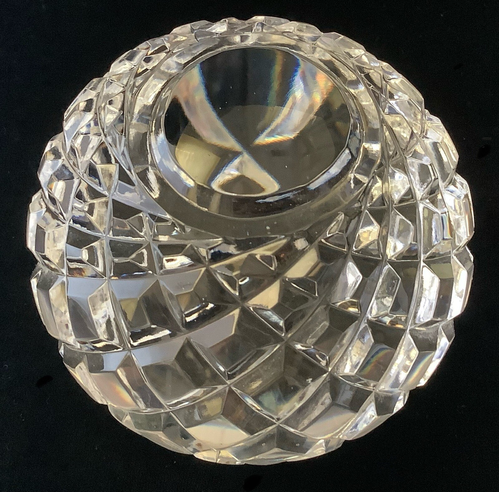 Vintage Heavy Lead Crystal Waffle Pattern Wheel Cut Glass Paperweight