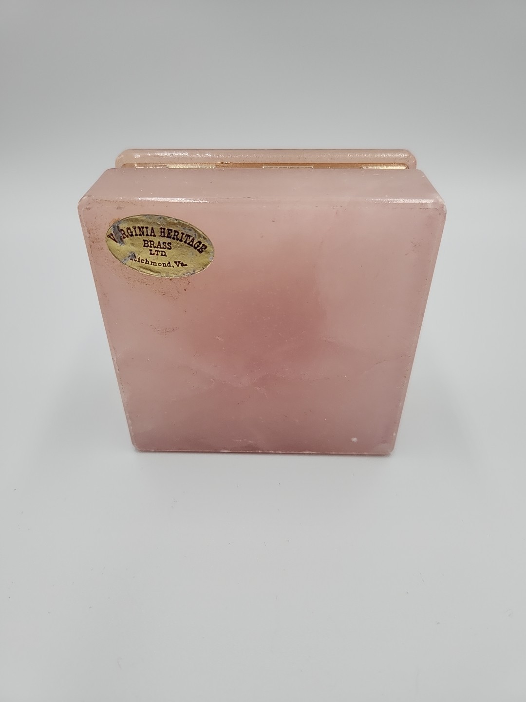 Vintage Pink Marble Jewlery Trinket Box Hinged Violet Floral Virginia Heritage