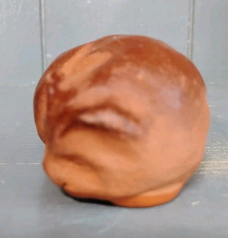 Vintage Ina Owens Bolick Pottery Animal Curled Up Orange Cat Fox Dog Red Clay 94
