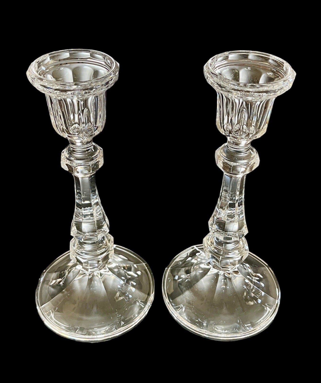 2 – Cristal D’arques Durand Monceaux Candlestick Candleholders 8.25” Excellent