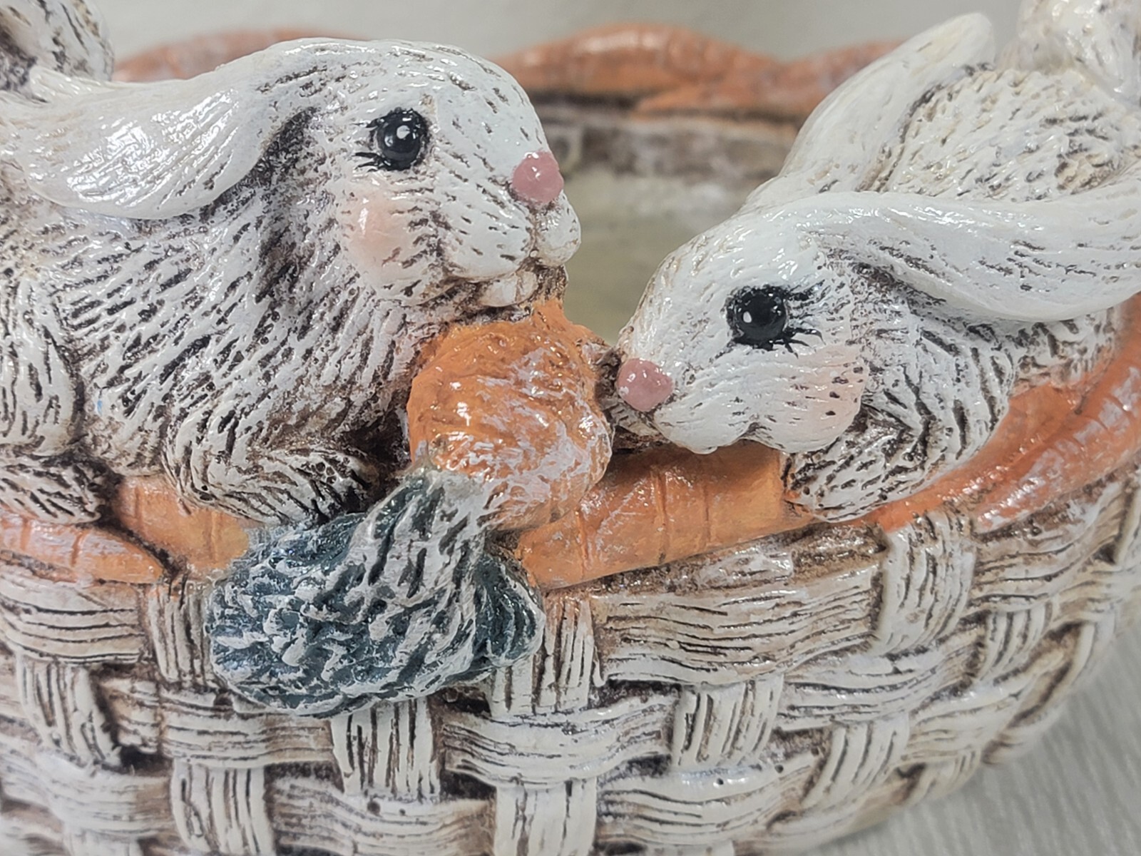 Florentine Art Studio Large Basket Rabbits Statue Sculpture Easter Terracota