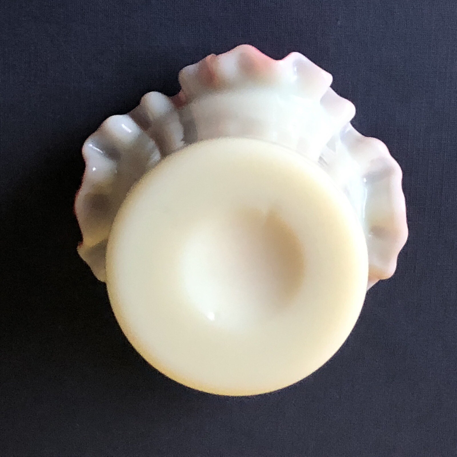 Antique Victorian Hand Made Blown Pink and White Art Glass Ruffle Edge Toothpick