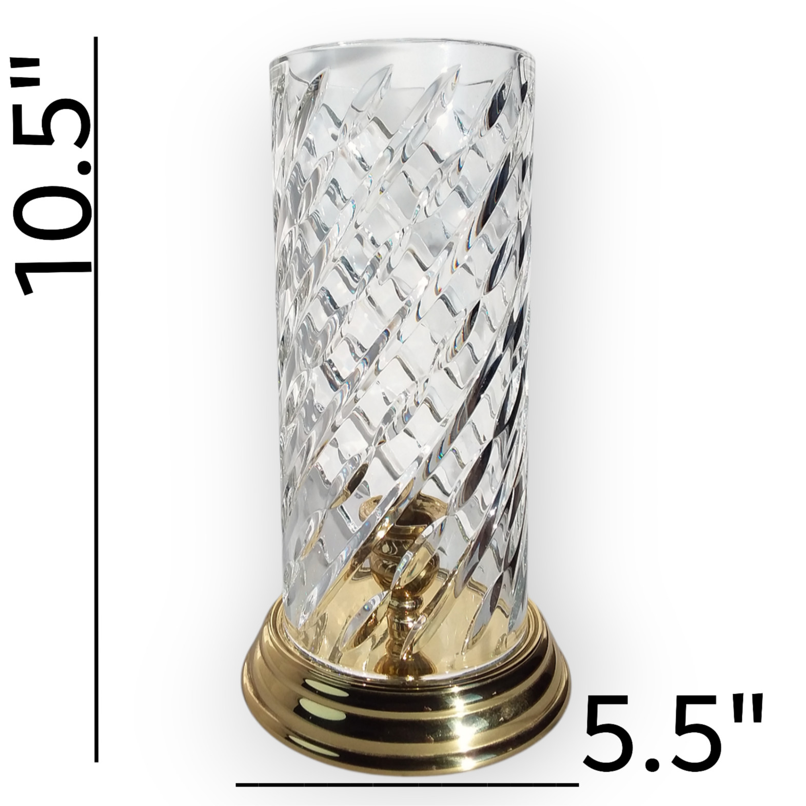 Vintage Waterford Crystal Wyndham Hurricane Candle Holder Brass Ireland BOXED