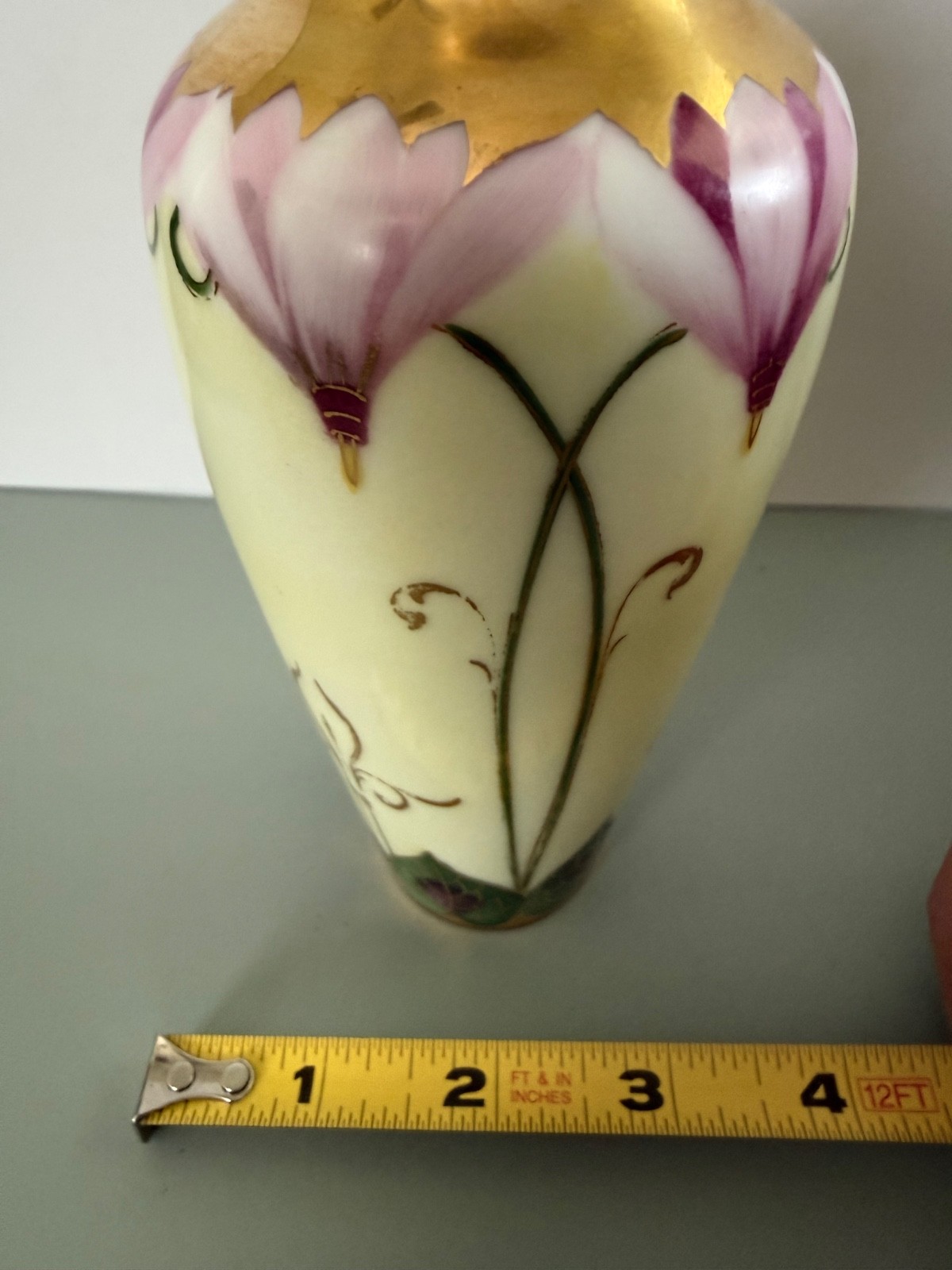 Antique Pickard Vase Art Nouveau Floral and Gold Accents